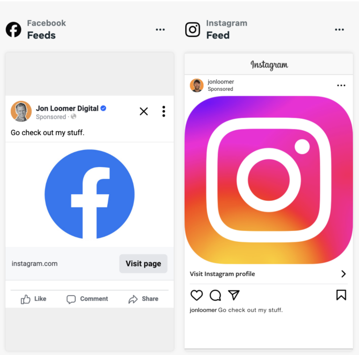 Instagram or Facebook Conversion Location
